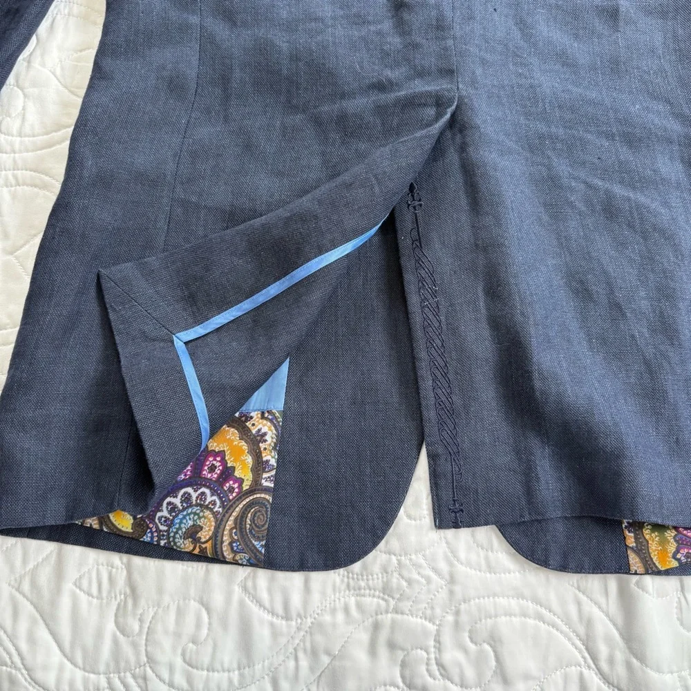 Robert Graham 100% Linen Navy Paisley Lining Detailed Blazer Men's‎ 40 EUC